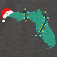 Santa Hat And Lights State Outline Christmas In Florida Vector Backpack