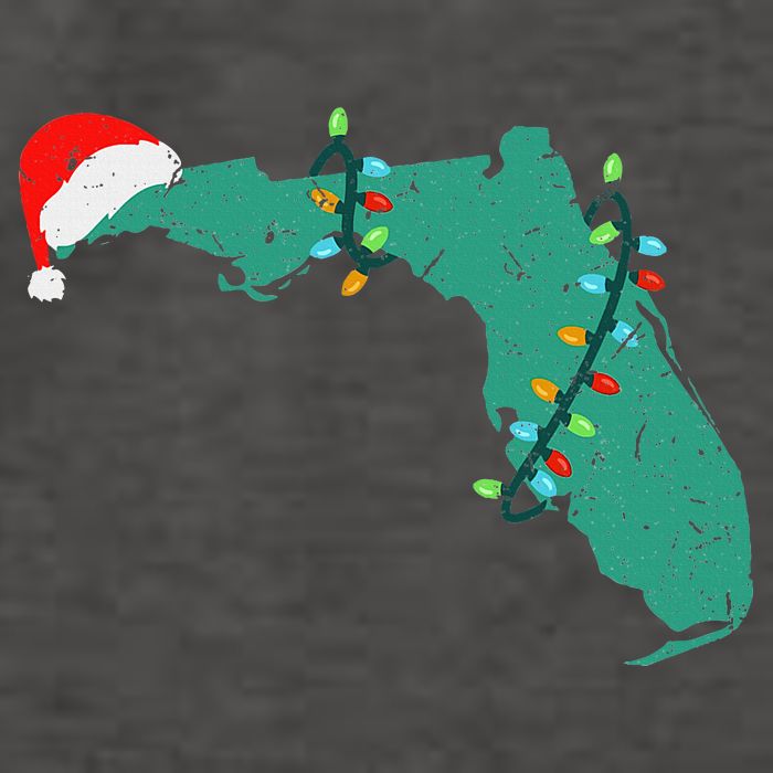 Santa Hat And Lights State Outline Christmas In Florida Vector Backpack