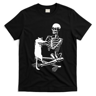 Skeleton Holding A Cat Lazy Halloween T-Shirt