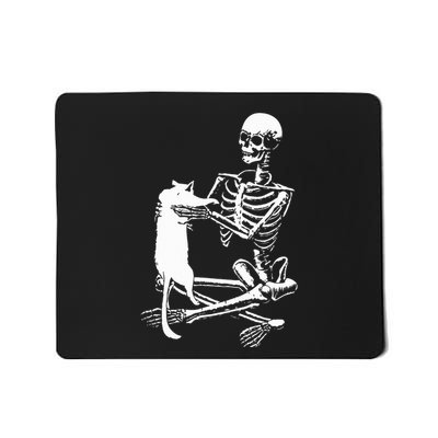 Skeleton Holding A Cat Lazy Halloween Mousepad