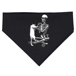 Skeleton Holding A Ca Lazy Halloween Costume Skull USA-Made Doggie Bandana