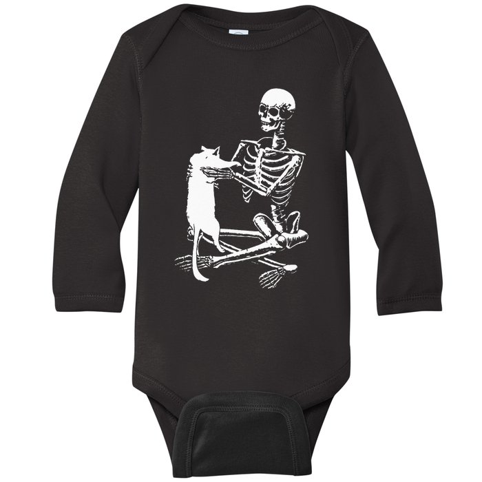 Skeleton Holding A Ca Lazy Halloween Costume Skull Baby Long Sleeve Bodysuit