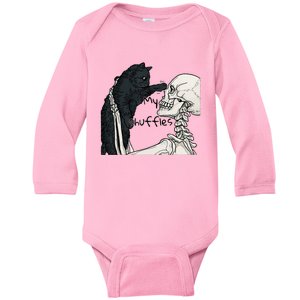 Skeleton Holding A Cat Lazy Halloween Costume Skull Baby Long Sleeve Bodysuit