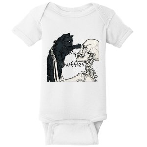 Skeleton Holding A Cat Lazy Halloween Costume Skull Baby Bodysuit