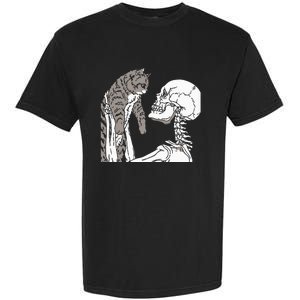 Skeleton Holding A Cat Lazy Halloween Costume Skull Garment-Dyed Heavyweight T-Shirt