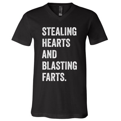 Stealing Hearts And Blasting Farts Retro Vintage V-Neck T-Shirt