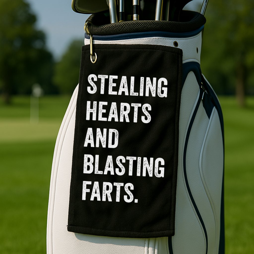 Stealing Hearts And Blasting Farts Retro Vintage Golf Towel