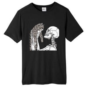 Skeleton Holding A Cat Lazy Halloween Costume Skull Tall Fusion ChromaSoft Performance T-Shirt