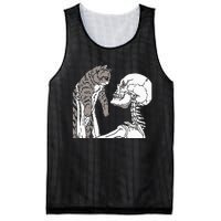 Skeleton Holding A Cat Lazy Halloween Costume Skull Mesh Reversible Basketball Jersey Tank