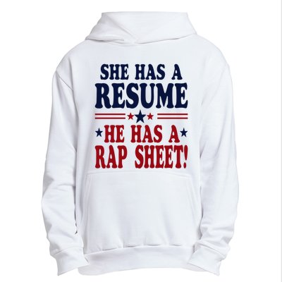 She Has A Resume He Has A Rap Sheet Kamala For President Urban Pullover Hoodie