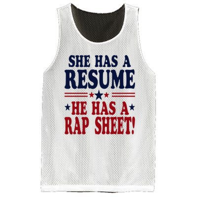 She Has A Resume He Has A Rap Sheet Kamala For President Mesh Reversible Basketball Jersey Tank