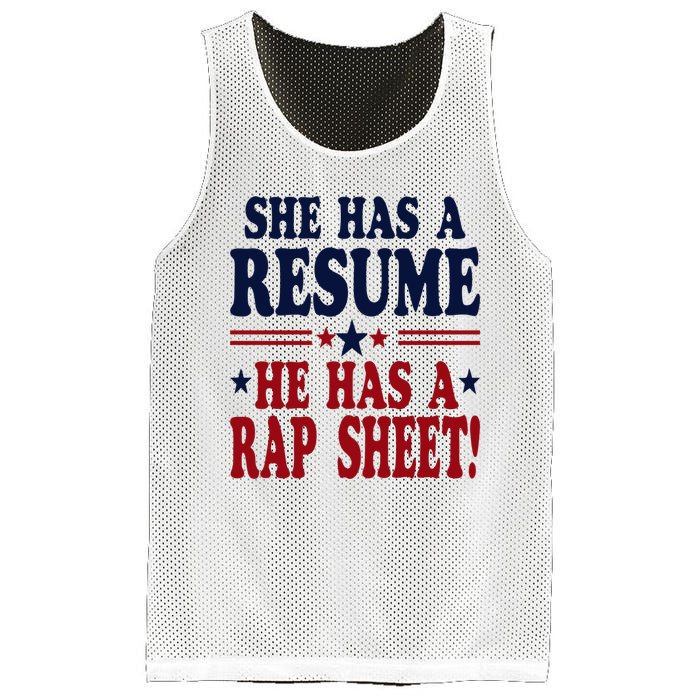 She Has A Resume He Has A Rap Sheet Kamala For President Mesh Reversible Basketball Jersey Tank