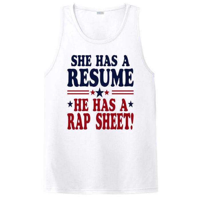 She Has A Resume He Has A Rap Sheet Kamala For President PosiCharge Competitor Tank