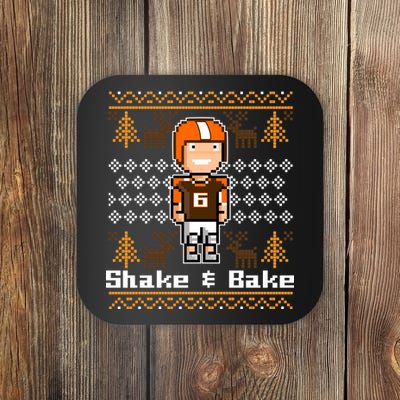 Shake & Bake Football Ugly Christmas Sweater Coaster