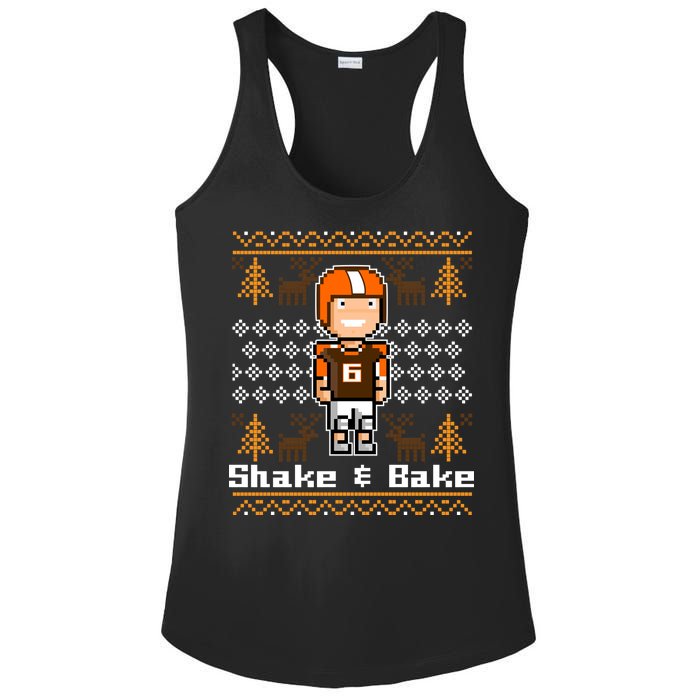 Shake & Bake Football Ugly Christmas Sweater Ladies PosiCharge Competitor Racerback Tank