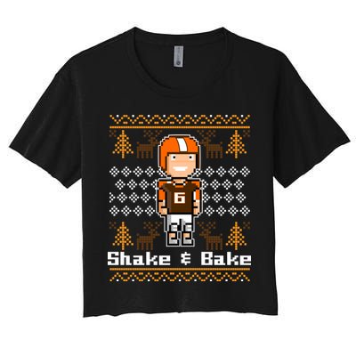 Shake & Bake Football Ugly Christmas Sweater Women's Crop Top Tee