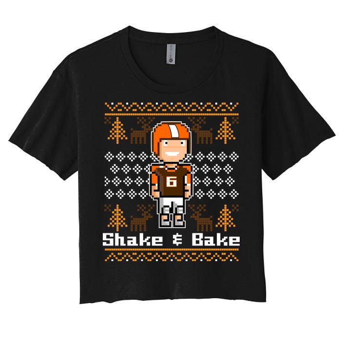 Shake & Bake Football Ugly Christmas Sweater Women's Crop Top Tee