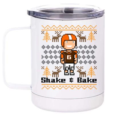 Shake & Bake Football Ugly Christmas Sweater 12 oz Stainless Steel Tumbler Cup