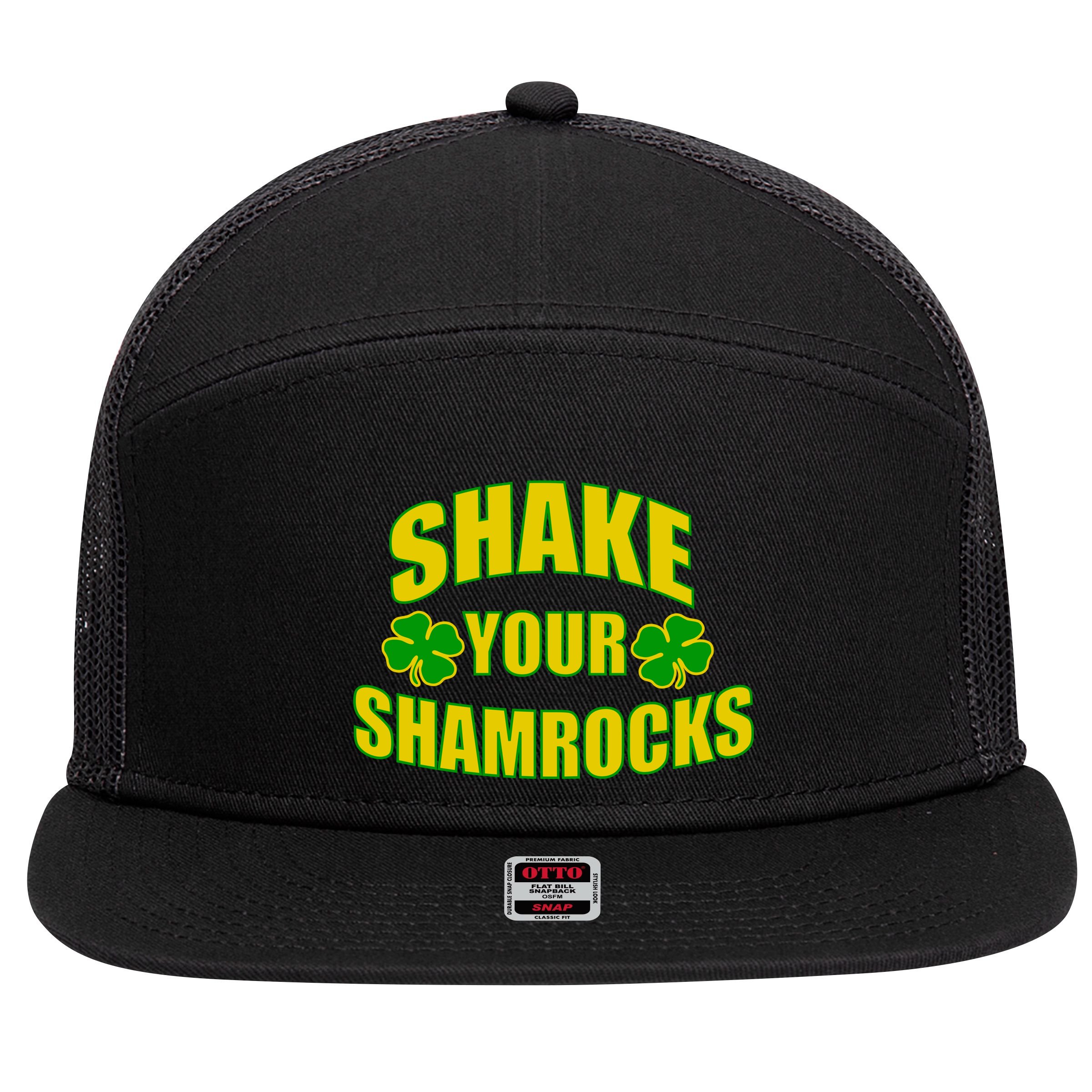 Shake Your Shamrocks Funny St Patricks Day 7 Panel Mesh Trucker Snapback Hat