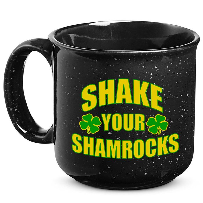Shake Your Shamrocks Funny St Patricks Day 15oz Campfire Ceramic Mug