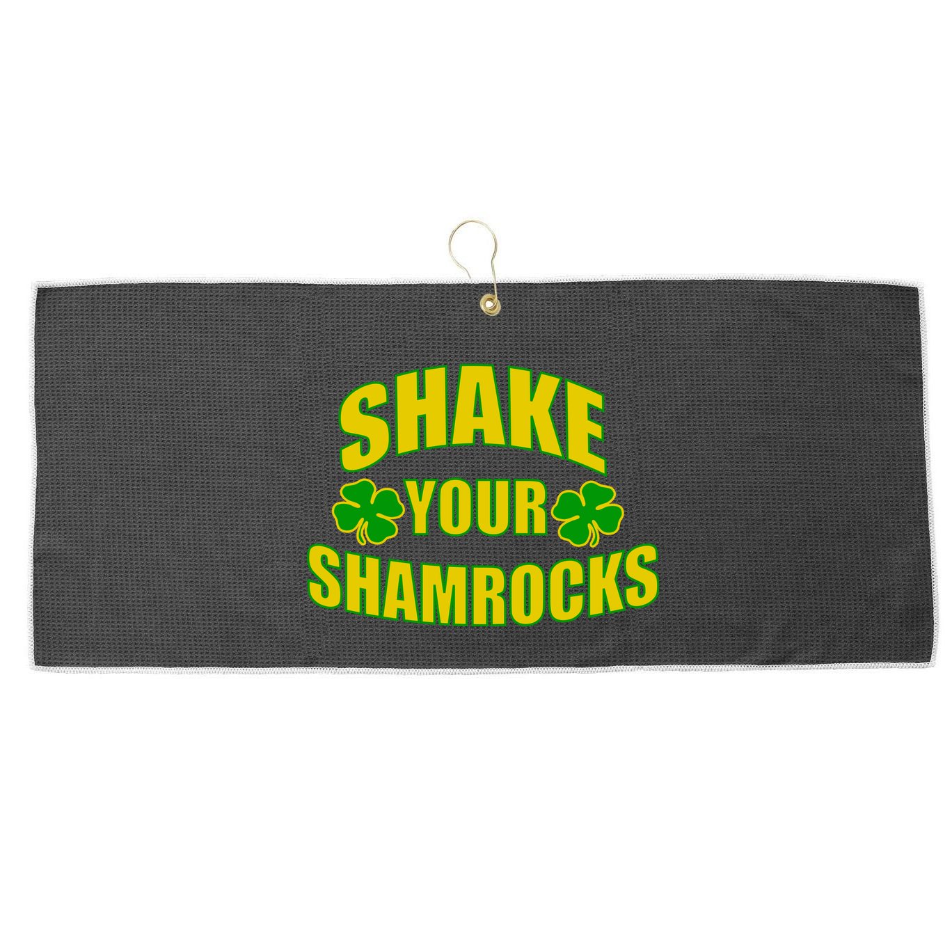 Shake Your Shamrocks Funny St Patricks Day Large Microfiber Waffle Golf Towel