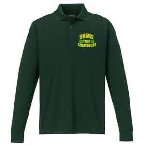 Shake Your Shamrocks Funny St Patricks Day Performance Long Sleeve Polo