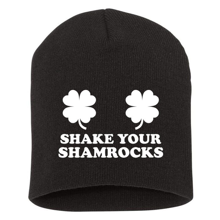 Shake Your Shamrocks St. Patrick's Day Clover Short Acrylic Beanie