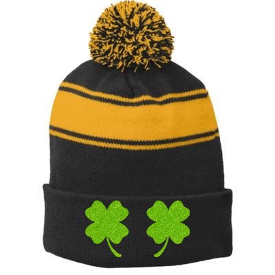 Shamrock Censors Boobs Stripe Pom Pom Beanie