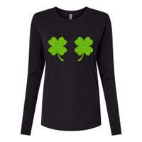 Shamrock Censors Boobs Womens Cotton Relaxed Long Sleeve T-Shirt