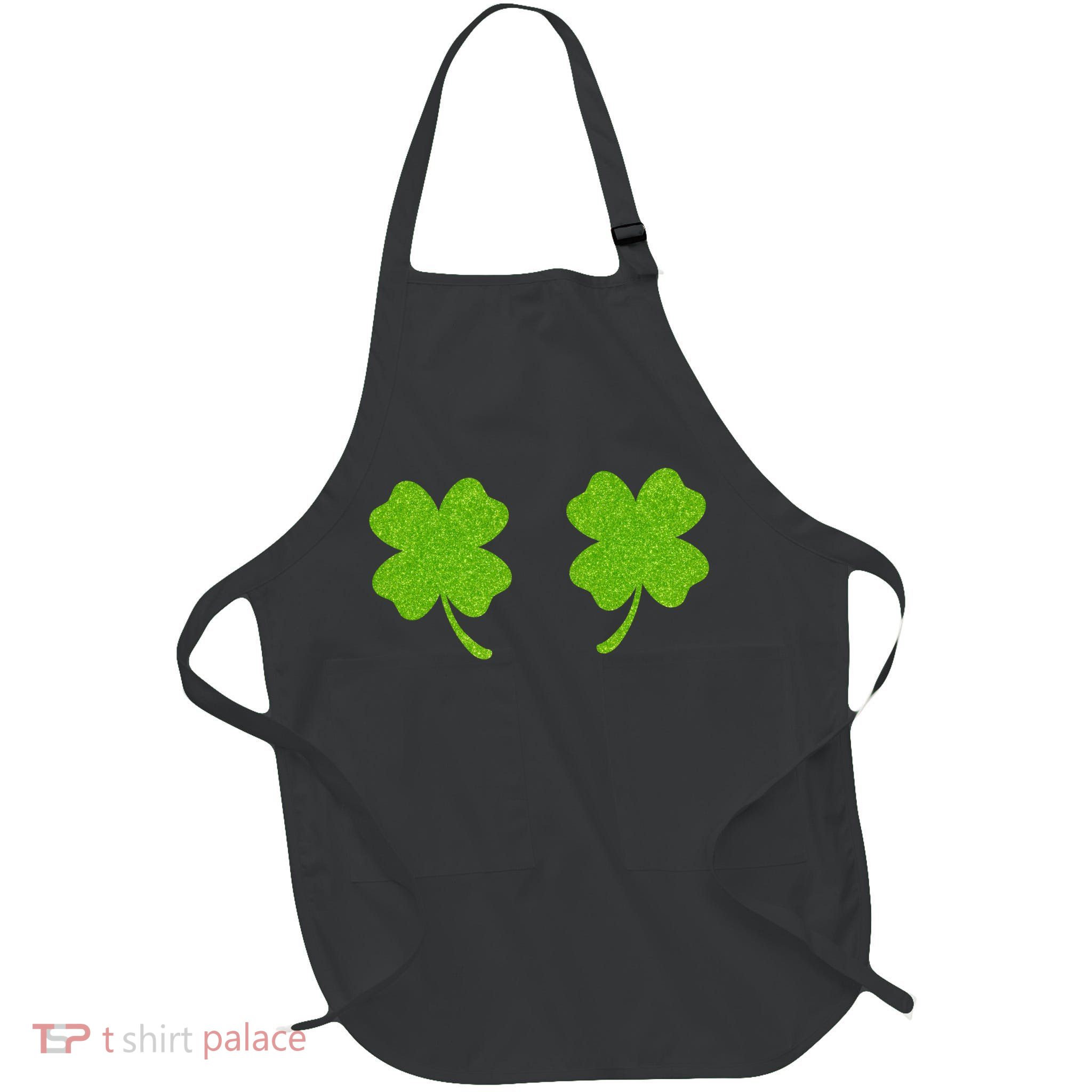 Shamrock Censors Boobs Full-Length Apron With Pockets