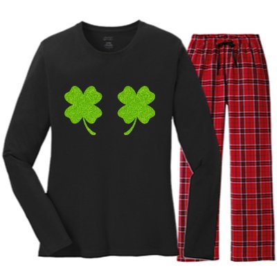 Shamrock Censors Boobs Women's Long Sleeve Flannel Pajama Set 