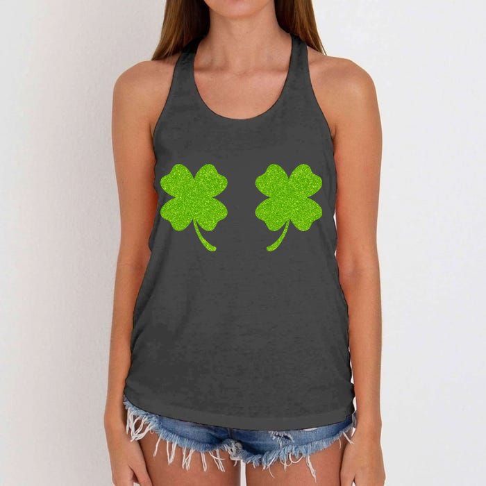 Shamrock Censors Boobs Women's Knotted Racerback Tank