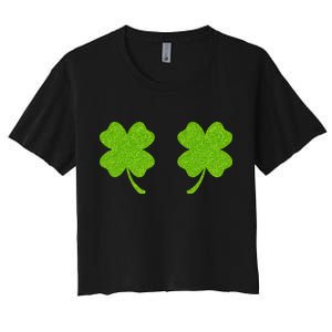 Shamrock Censors Boobs Women's Crop Top Tee