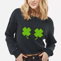 Shamrock Censors Boobs Cropped Pullover Crew