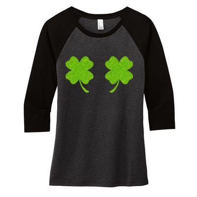 Shamrock Censors Boobs Women's Tri-Blend 3/4-Sleeve Raglan Shirt