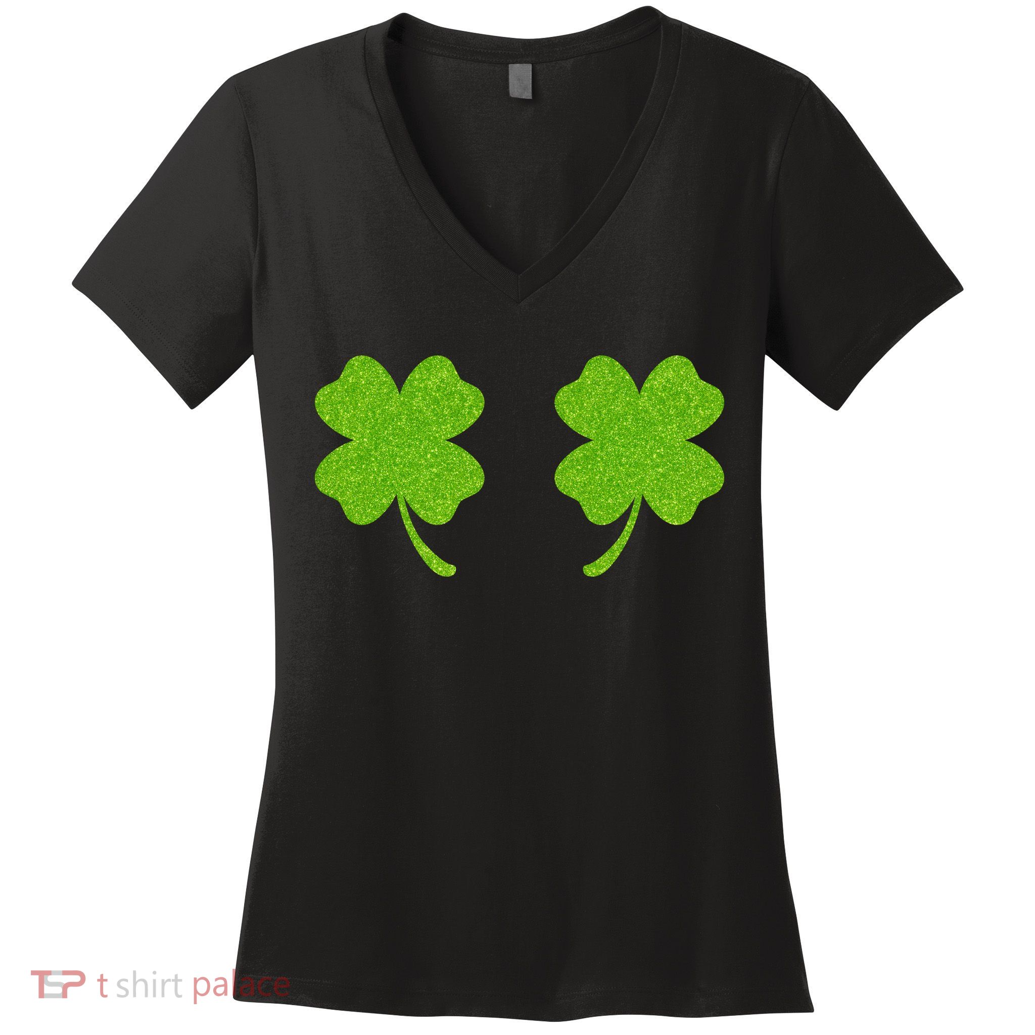 Shamrock Censors Boobs Women's V-Neck T-Shirt
