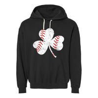 Shamrock Clover Leaf Baseball Garment-Dyed Fleece Hoodie