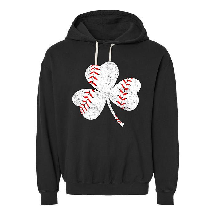 Shamrock Clover Leaf Baseball Garment-Dyed Fleece Hoodie