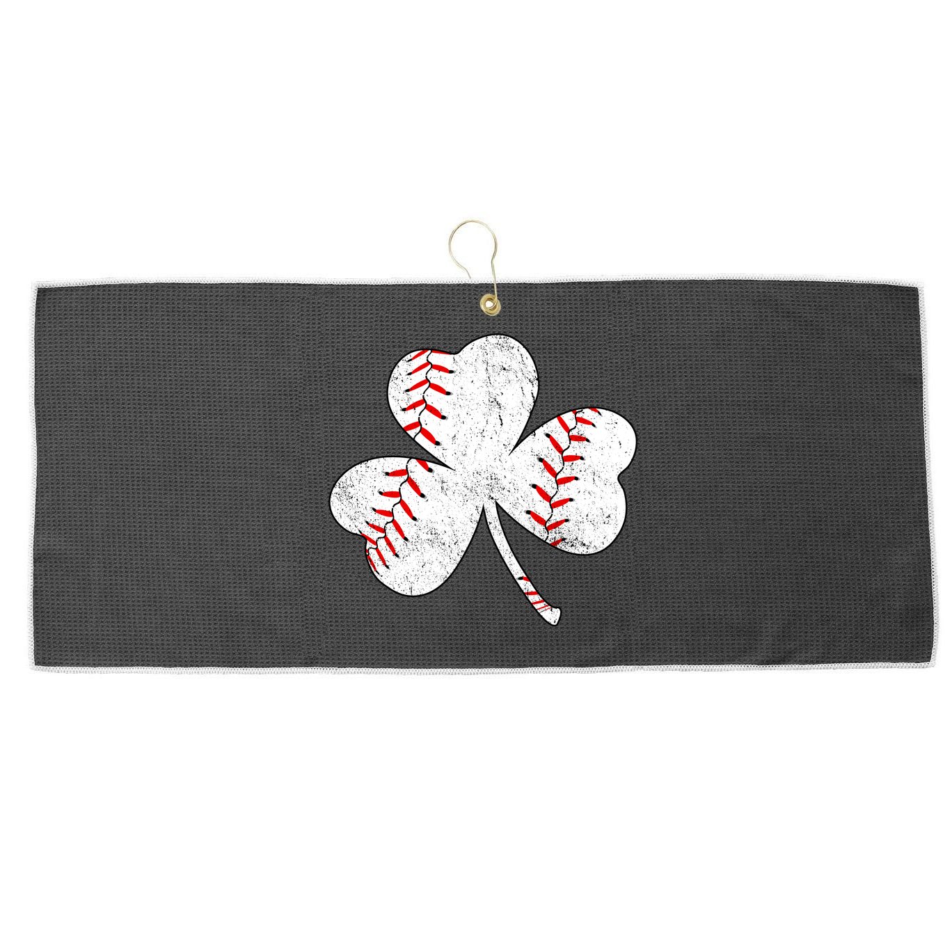 Shamrock Clover Leaf Baseball Large Microfiber Waffle Golf Towel