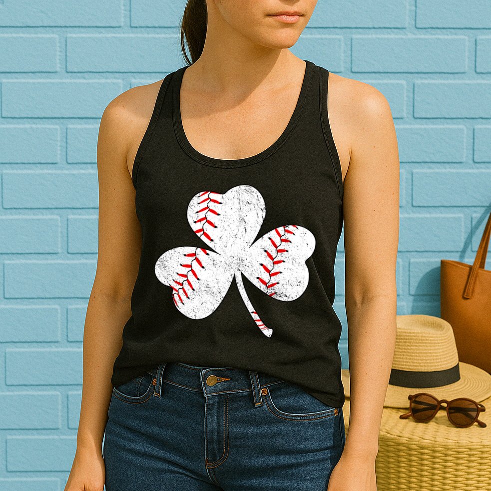 Shamrock Clover Leaf Baseball Womens Tank Top