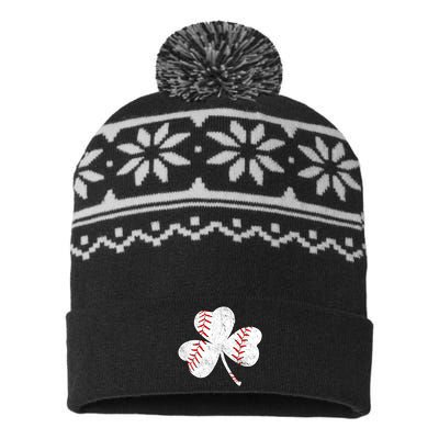 Shamrock Clover Leaf Baseball USA-Made Snowflake Beanie