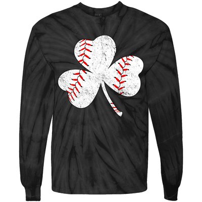 Shamrock Clover Leaf Baseball Tie-Dye Long Sleeve Shirt