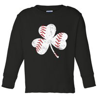 Shamrock Clover Leaf Baseball Toddler Long Sleeve Shirt