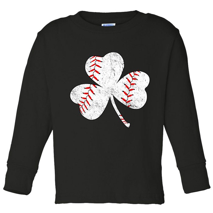 Shamrock Clover Leaf Baseball Toddler Long Sleeve Shirt