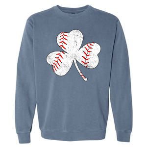 Shamrock Clover Leaf Baseball Garment-Dyed Sweatshirt