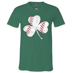 Shamrock Clover Leaf Baseball V-Neck T-Shirt