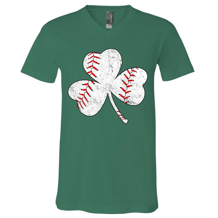 Shamrock Clover Leaf Baseball V-Neck T-Shirt