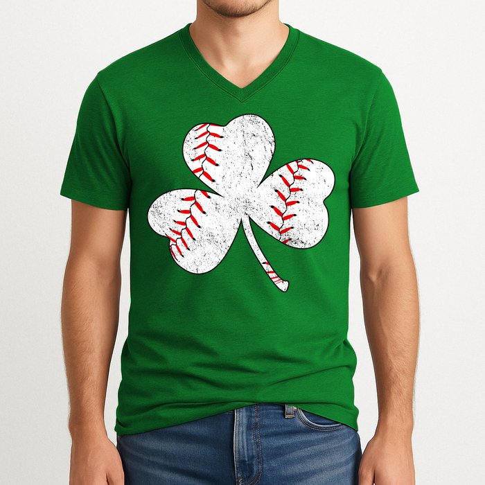 Shamrock Clover Leaf Baseball V-Neck T-Shirt