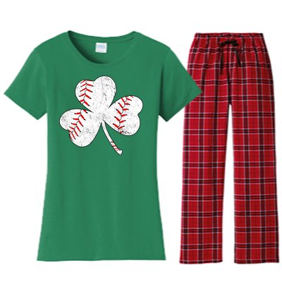 Shamrock Clover Leaf Baseball Women's Flannel Pajama Set