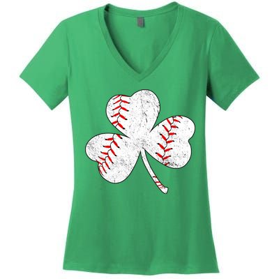 Shamrock Clover Leaf Baseball Women's V-Neck T-Shirt